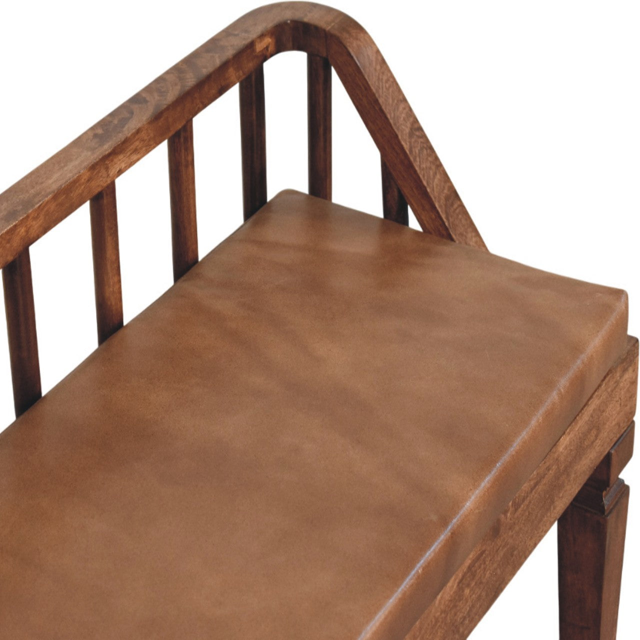 Artisan Furniture Solid Wood Bordeaux Leather Bench, Upholstered