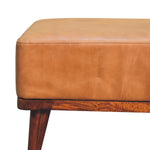Solid Mango Wood Tan Buffalo Leather Tan Footstool