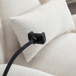 Fallon Boucle Fabric Swivel Based Recliner Chair Phone Holder | Cream