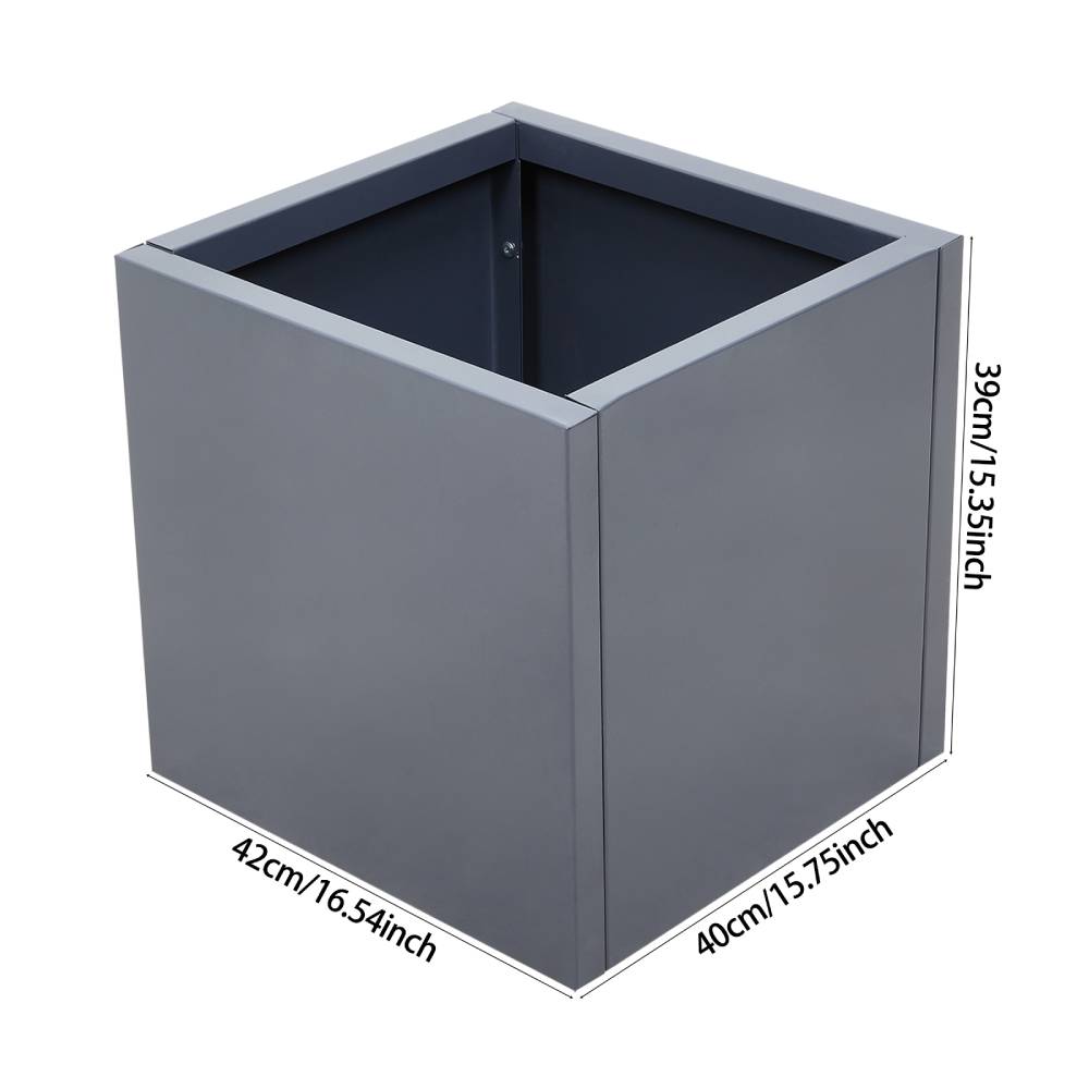 Zinc Galvanized Steel Planter Box With Drainage Hole –square Raised Planter Box Outdoor Balcony Garden Trough Pot | Medium | Anthracite Grey
