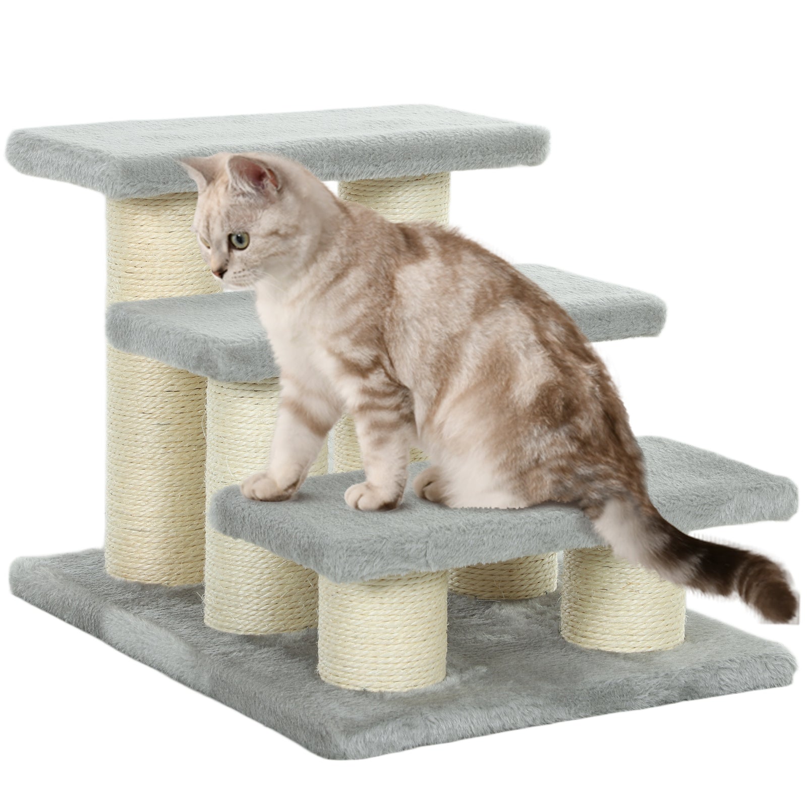 Cat Steps 3 Stairs Deluxe Pet Portable Easy Climb Assistance Lightweight | Gray
