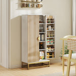 HOMCOM Kitchen Cabinet With Double Doors, 5 Tiers, 12 Spice Racks, White