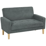 2 Seater Sofa, Velvet-feel Upholstered Loveseat For Small Space | Grey