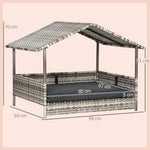Wicker Dog House, Rattan Pet Bed With Soft Cushion | Dark Gray