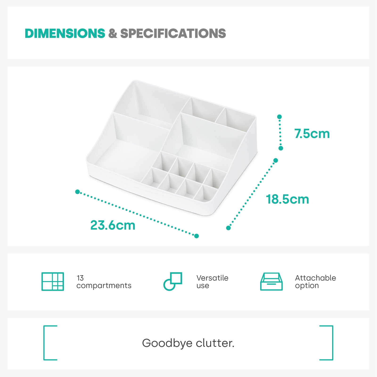 Small Desk Organiser Tray - White
