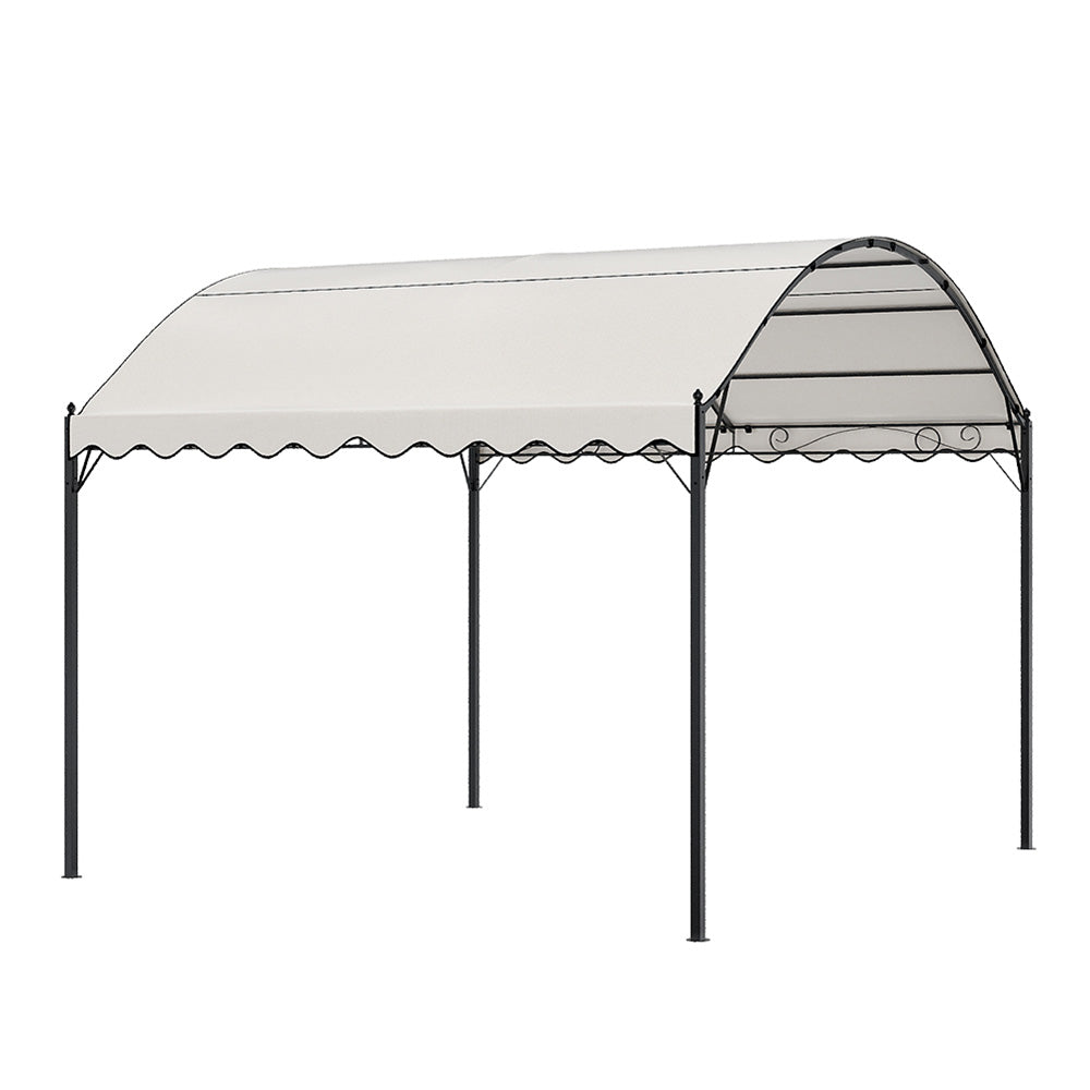 3m X 3m Outdoor Gazebo With Arched Roof Black Steel Frame & With Pu-coated Polyester Canopy, Sun Shelter For Garden, Patio Or Backyard