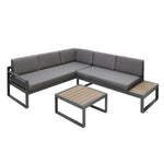 Stylish Positano 5-seater Outdoor Aluminium Sofa Set With Coffee Table | Grey