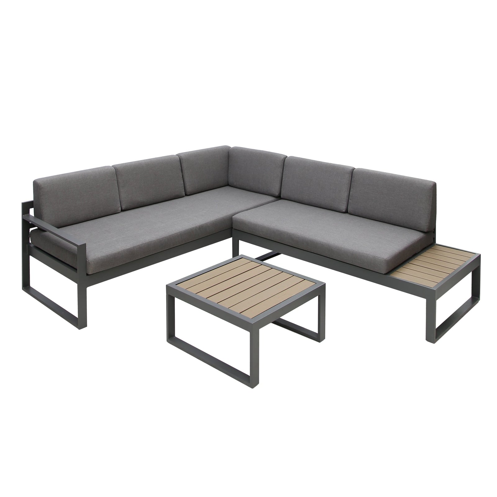 Stylish Positano 5-seater Outdoor Aluminium Sofa Set With Coffee Table | Grey