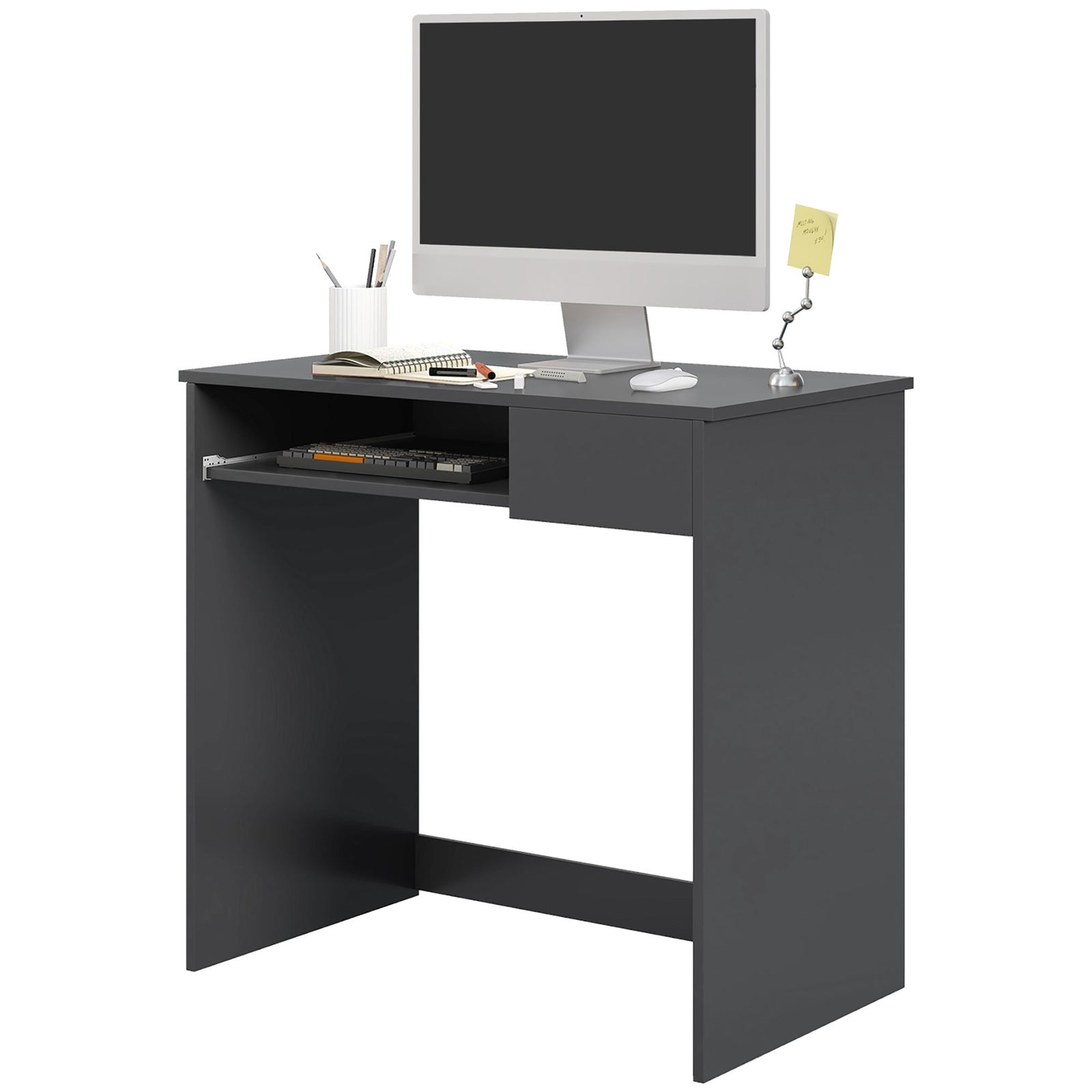 Compact Computer Table With Tray, Drawer