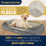 Grey Small To Xxl Dog Beds Orthopaedic Shredded Memory Foam, Fleece Sleeping Area, Non Slip Base, Removable Washable Cover | 106cm | Grey
