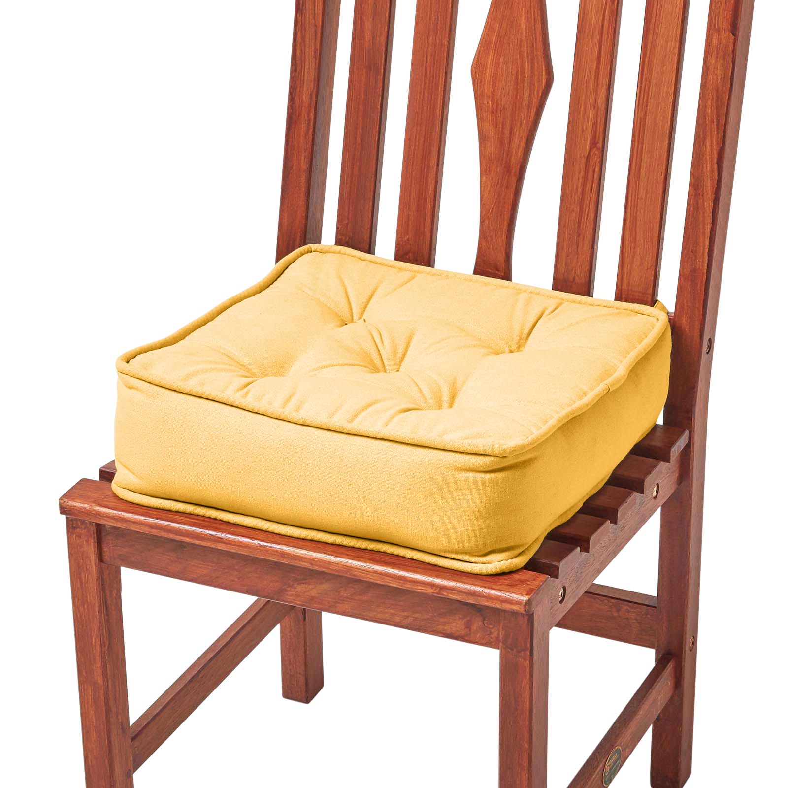 Cotton Dining Chair Booster Cushion | 40cm x 40cm | Mustard
