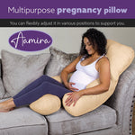 J Shaped Pregnancy Pillow, 140x70x20cm Shredded Memory Foam Full Body Maternity Cushion For Sleeping | J Shape | Cream