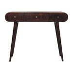 Solid Wood California Walnut Dressing Table With Foldable Mirror, 3 Drawers, Brown
