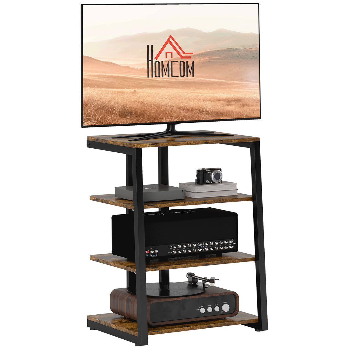 Hifi Rack Stand W/ 4-tier Record Player Stand | Brown