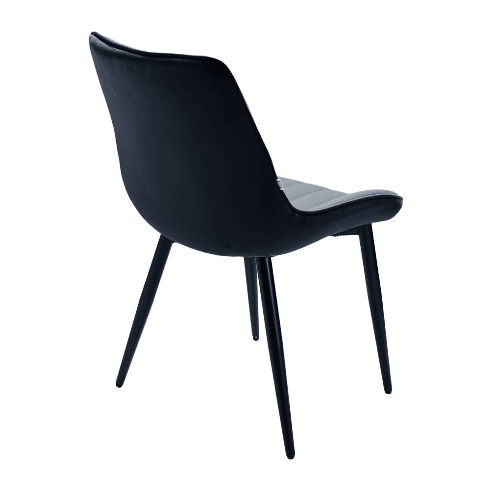 Set Of 2/4 Velvet Dining Chairs With Quilted Design, Wooden Frame, And Metal Legs | Set of 2 | Black