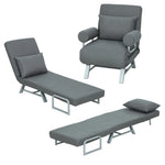 Single Sofa Bed, 3-in-1 Convertible Folding Chair Bed | Dark Grey