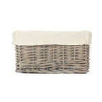 Small Wicker Grey Wash Lined Storage Tray | Small | Gray