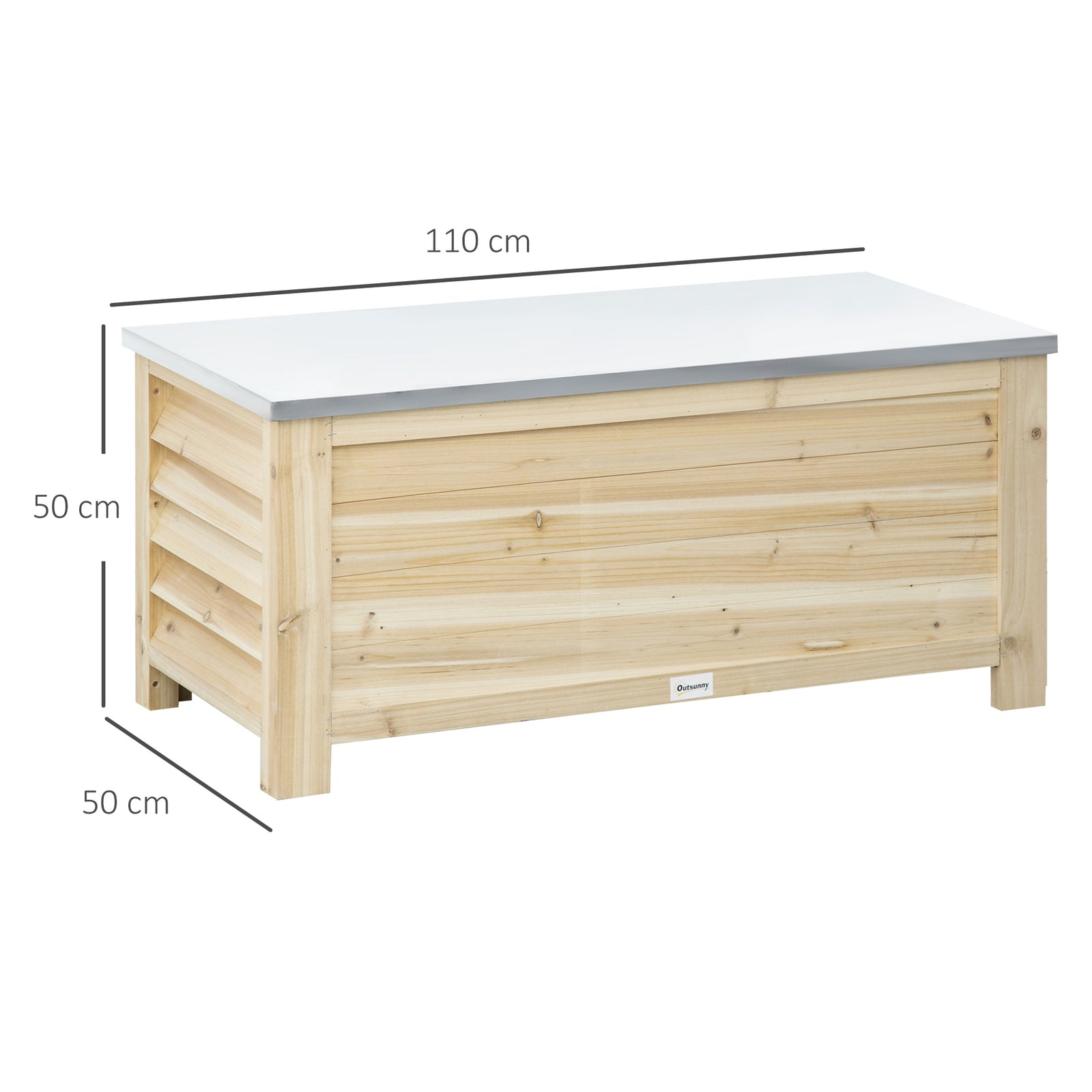 155l Outdoor Storage Box, Wooden Outside Tool Organiser Container