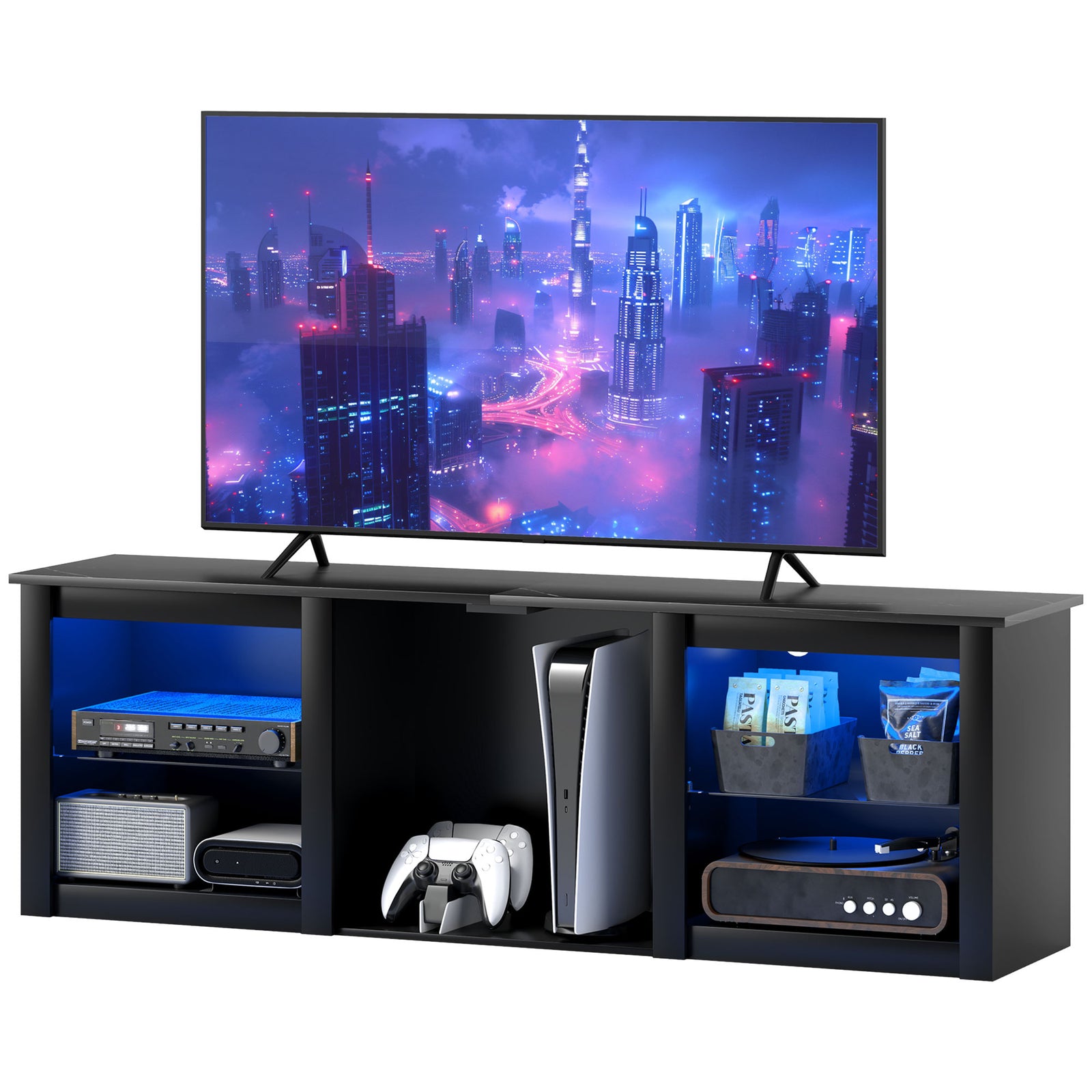 160cm Tv Unit W/ Led Lights For 65" Tv Modern