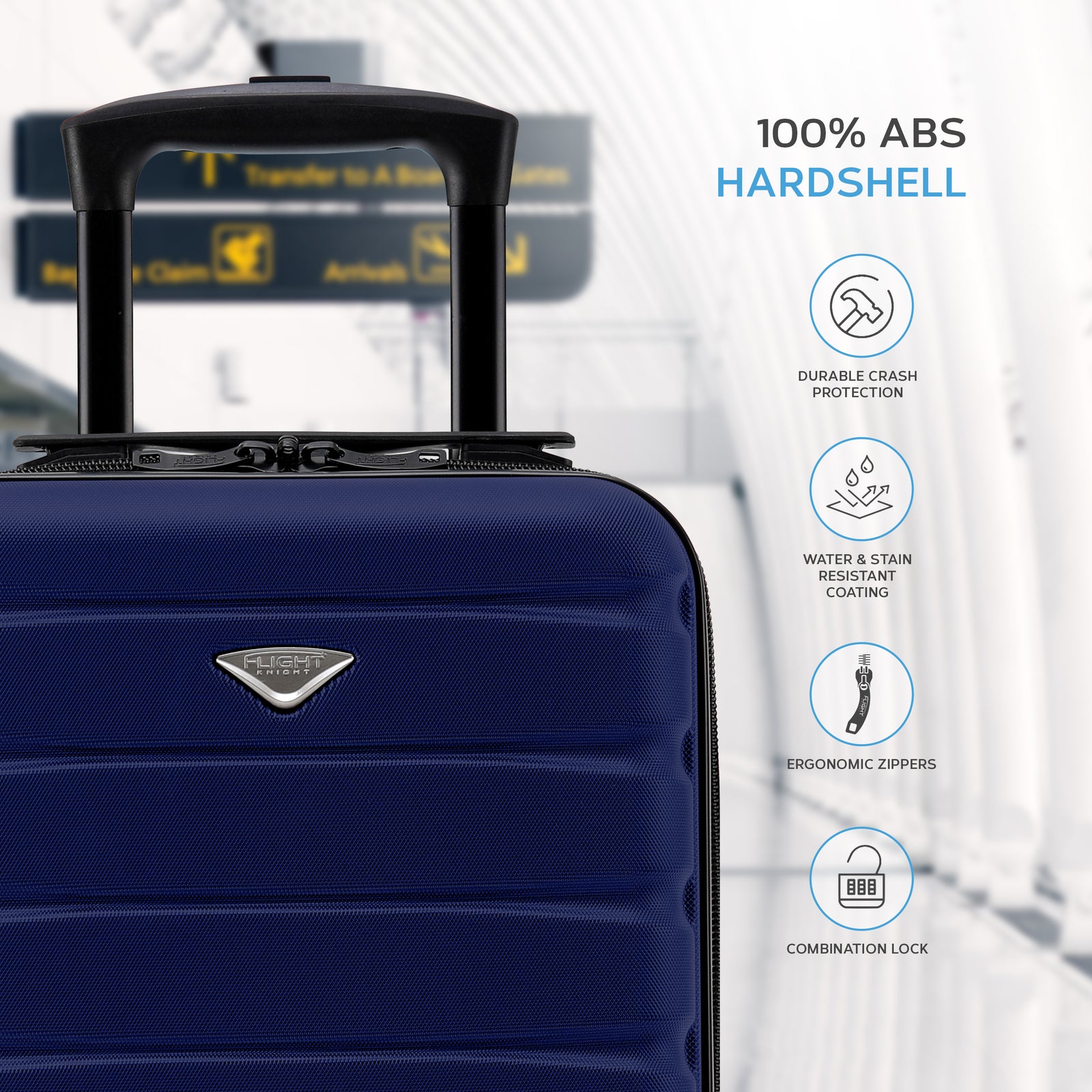 45x36x20cm Cabin Carry On Luggage with Medium Case and Large Size Check-in Hold Suitcase | Cabin | Navy Blue