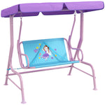 2 Seater Kids Swing Chair, Fairy-themed With Adjustable Canopy