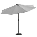 3m Solar Led Patio Umbrella, Outdoor Parasol With 16 Led Tubes, Crank Lift & Push Button Tilt With Fillable Base | One Size | Light Grey