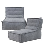 Otto Charcoal Grey Cord Lounger Set Of 2 Bean Bag Chair, Charcoal Grey