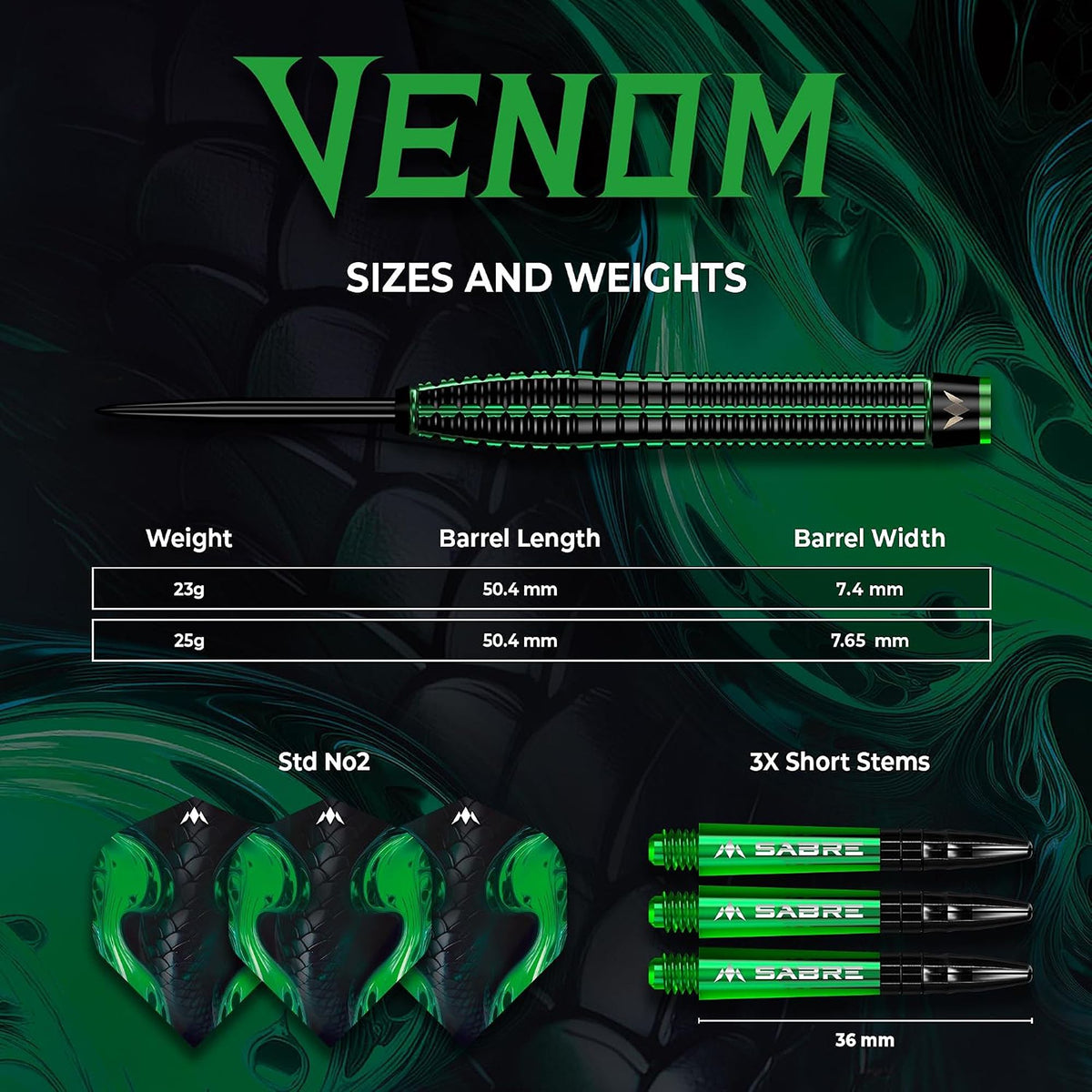 Venom Darts - Steel Tip - 90% | 25g | Green