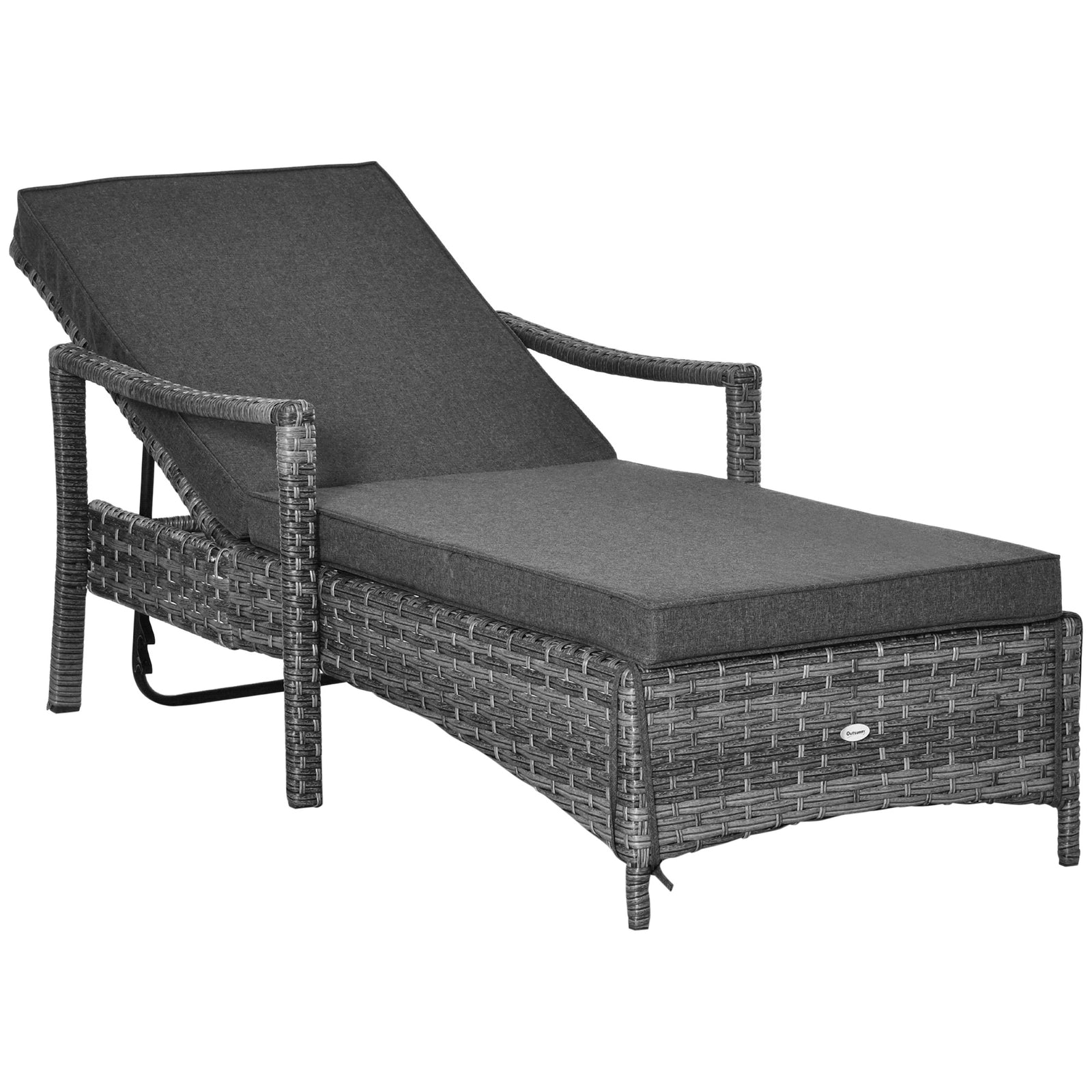 Dual Rattan Wicker Sun Lounger W/ Adjustable Headrest