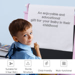 Kids Wooden Art Easel With Paper Roll Double-sided Chalkboard, Whiteboard