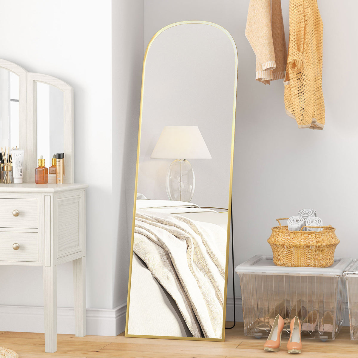 HOMCOM Full Length Mirror, Aluminium Frame Gold
