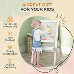 2-in-1 Double-sided Easel For Kids, With Storage Shelf- Blue