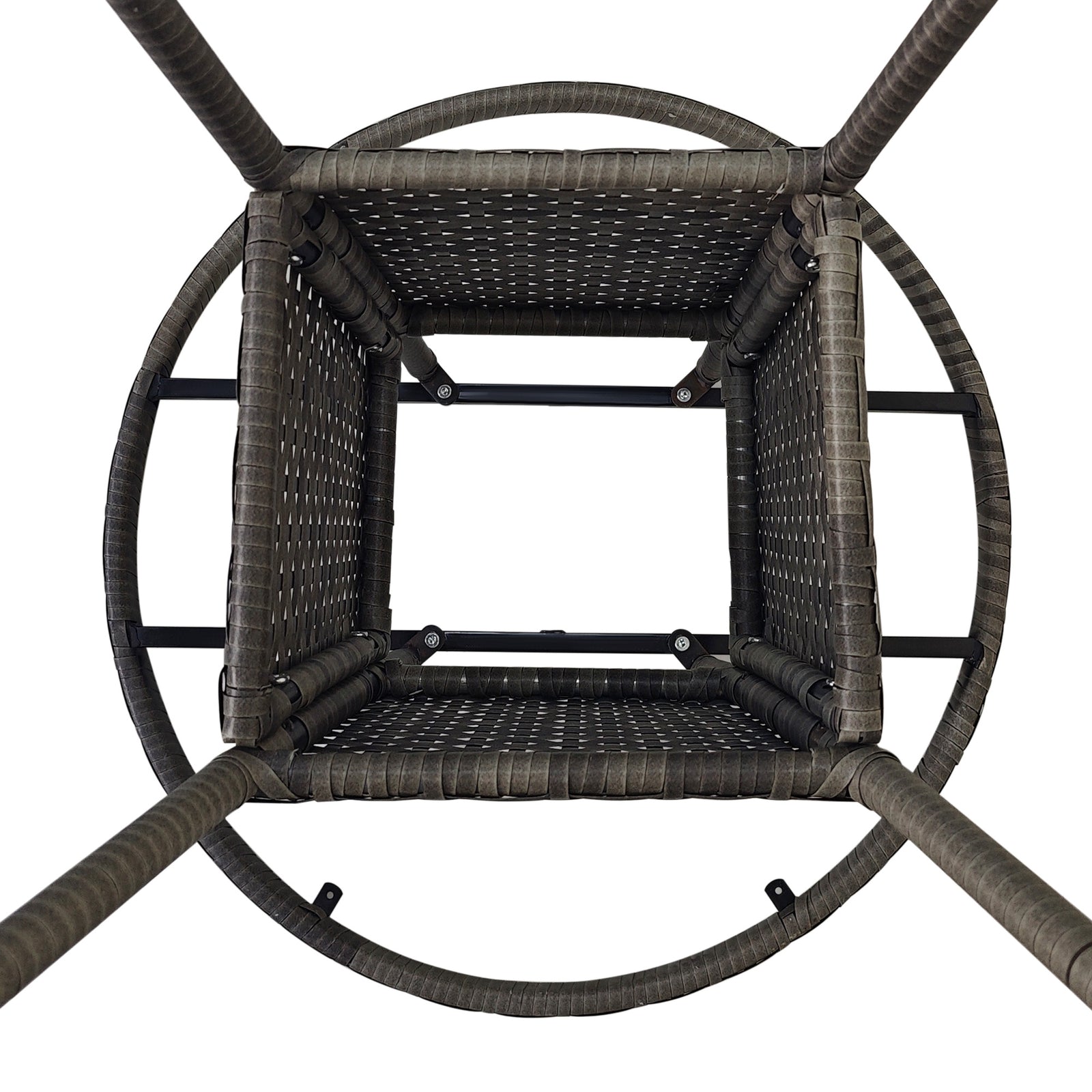 70cm Outdoor Rattan Dining Table W/ Wood-composite Top
