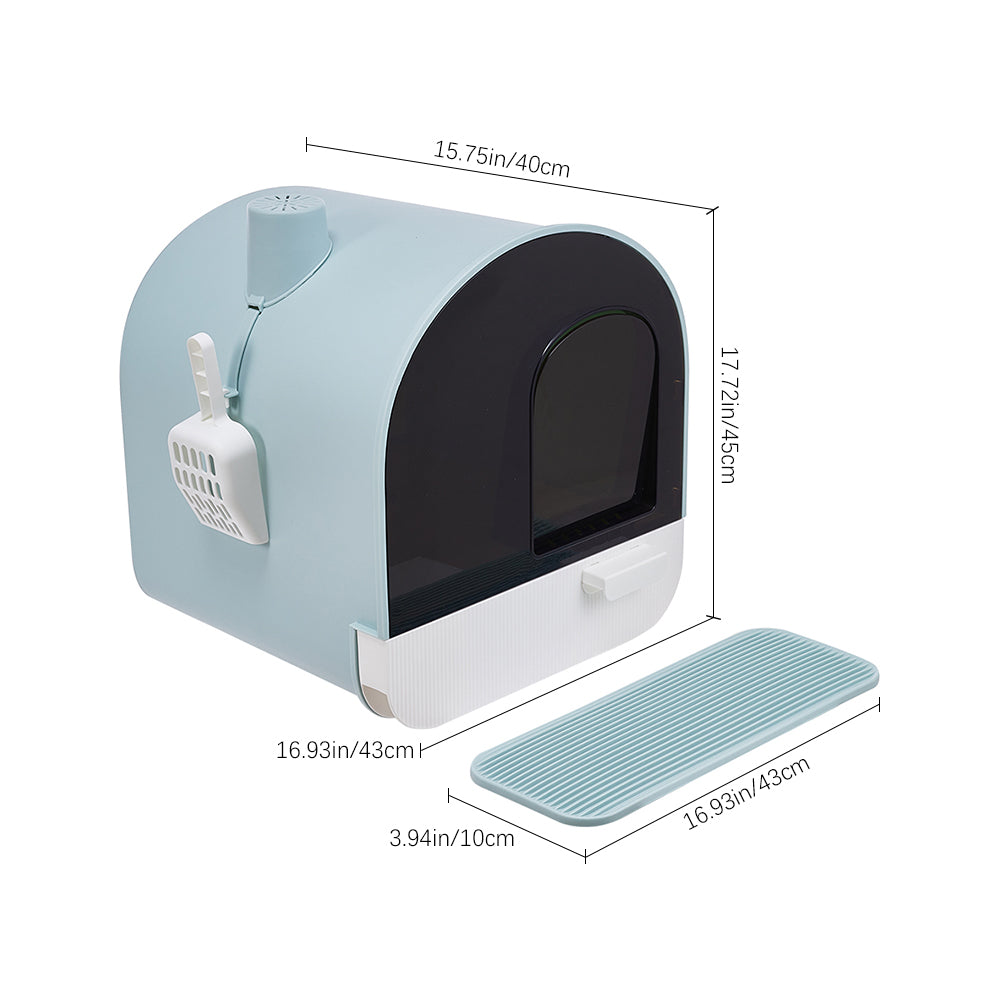 Enclosed Cat Litter Box With Activated Carbon Odor Control Includes Litter Mat & Scoop