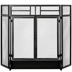 3 Panel Folding Freestanding Fireplace Screen With Door