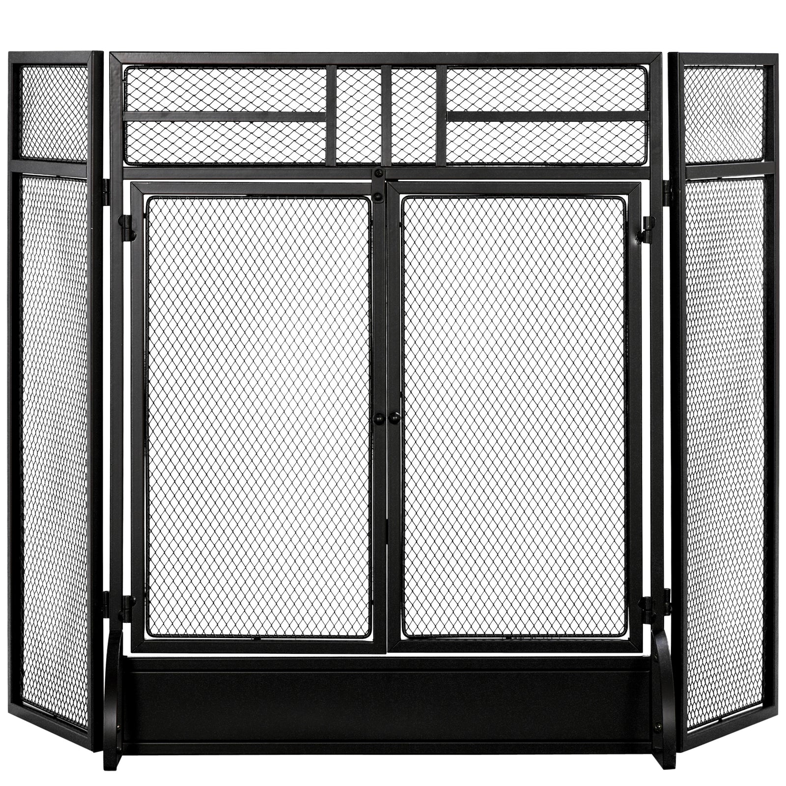 3 Panel Folding Freestanding Fireplace Screen With Door