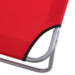 Reclining Sun Lounger Folding Recliner Garden Chair | Set of 1 | Red