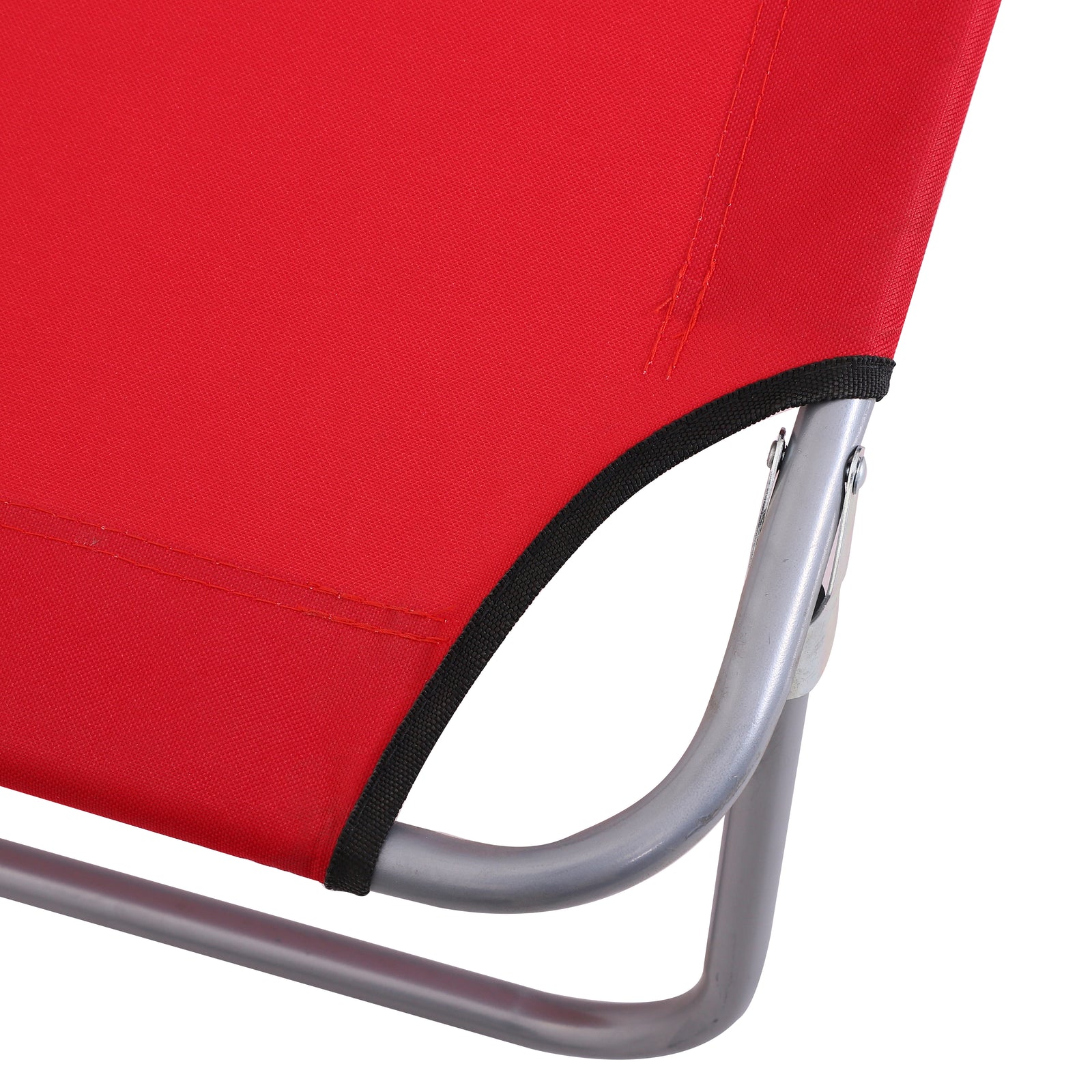 Reclining Sun Lounger Folding Recliner Garden Chair | Set of 1 | Red