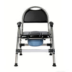 Folding Commode Chair Adjustable Height Bedside Toilet Shower Seat 150kg | Black