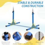 Adjustable Kids Gymnastics Bar Horizontal Training Steel Frame Wood | Blue
