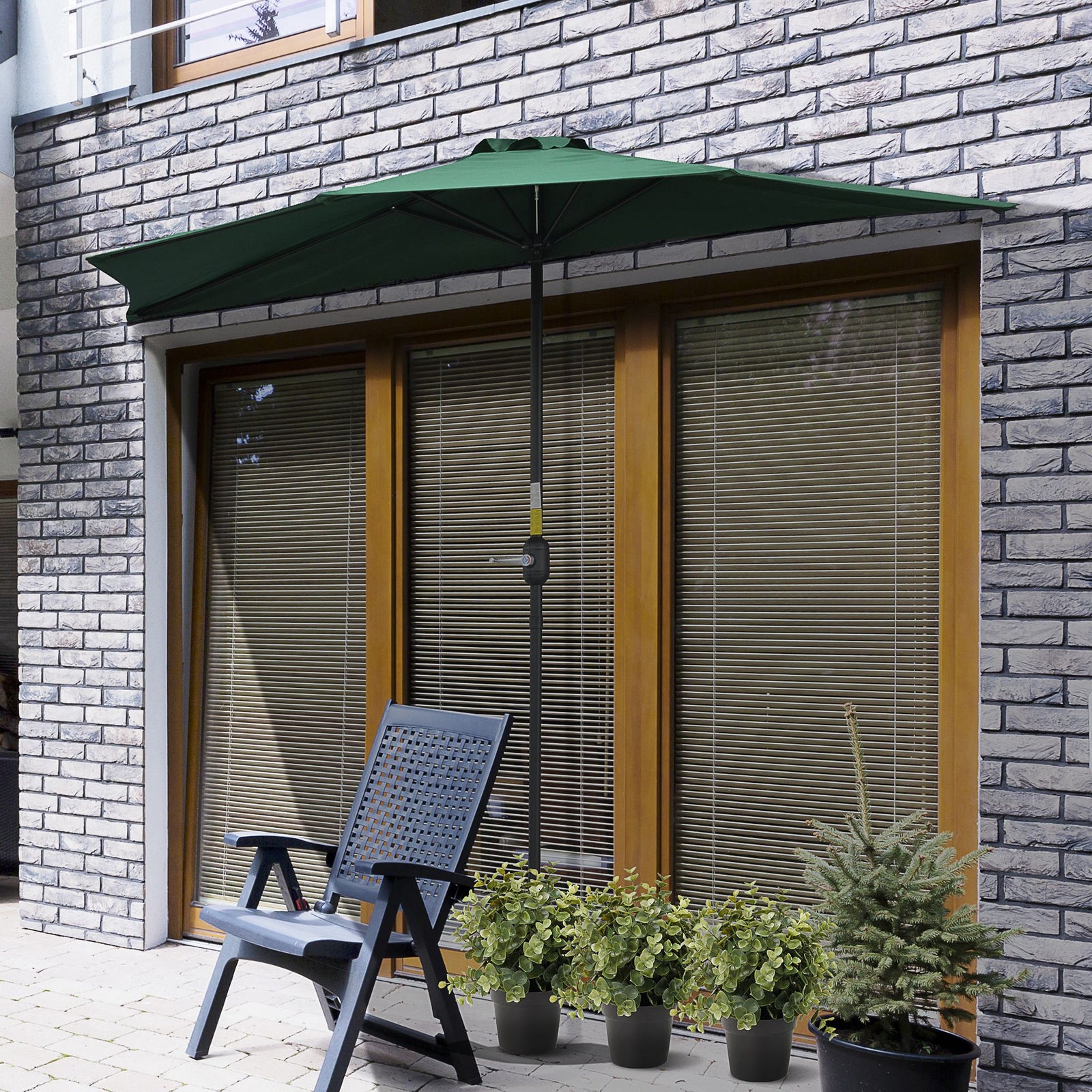 2.7m Half Round Parasol Balcony Shade | Green