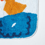 Non Slip 100% Cotton Duck Pond Bath Mat | Pedestal Mat | Blue & White