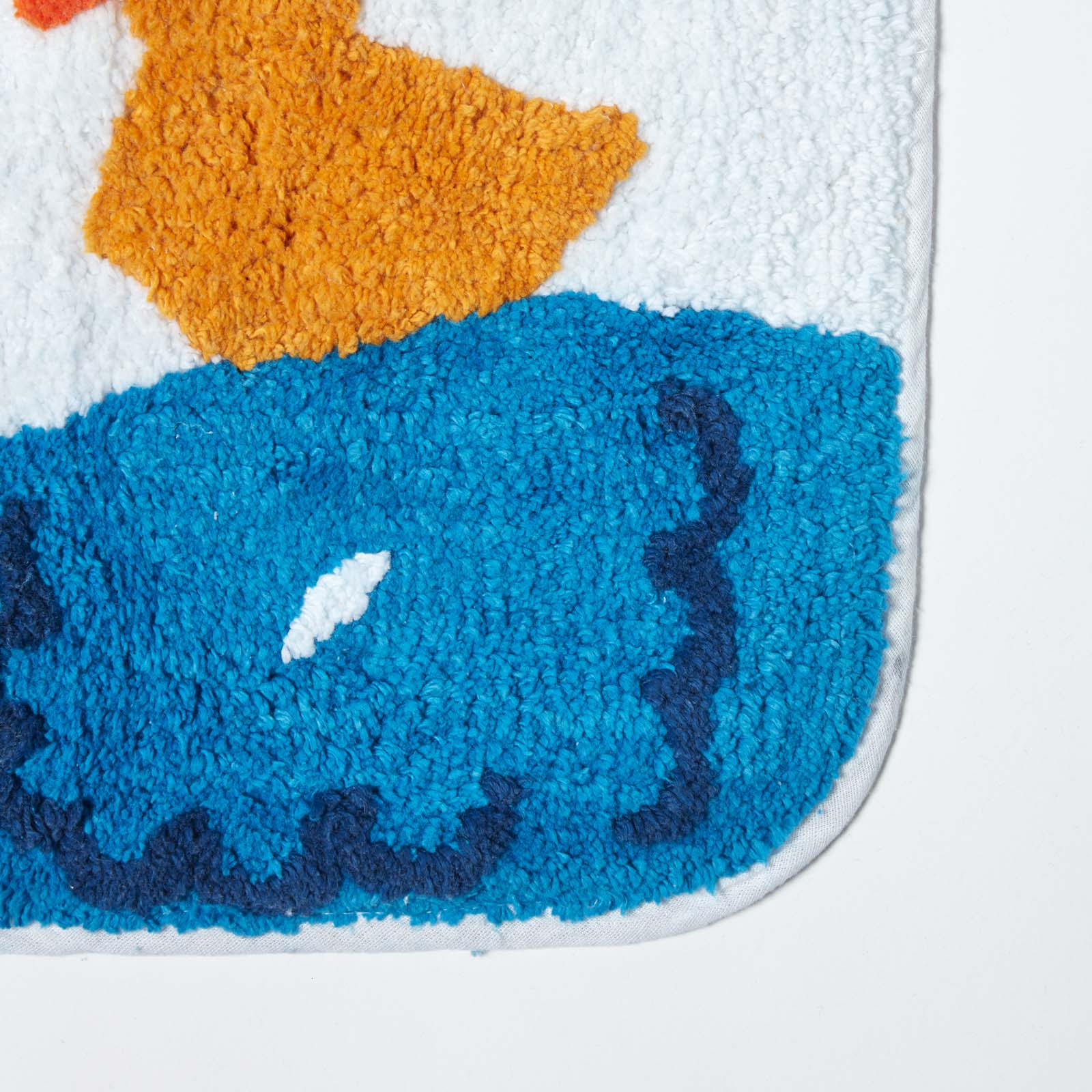 Non Slip 100% Cotton Duck Pond Bath Mat | Pedestal Mat | Blue & White
