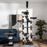 240-260cm Floor To Ceiling Cat Tree With Scratching Posts | White