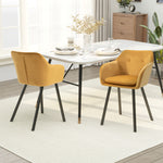 Modern Upholstered Fabric Bucket Seat Dining Room Armchairs | Yellow