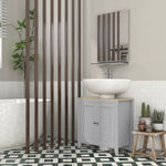 Bathroom Pedestal Under Sink Cabinet With Adjustable Shelf, Grey
