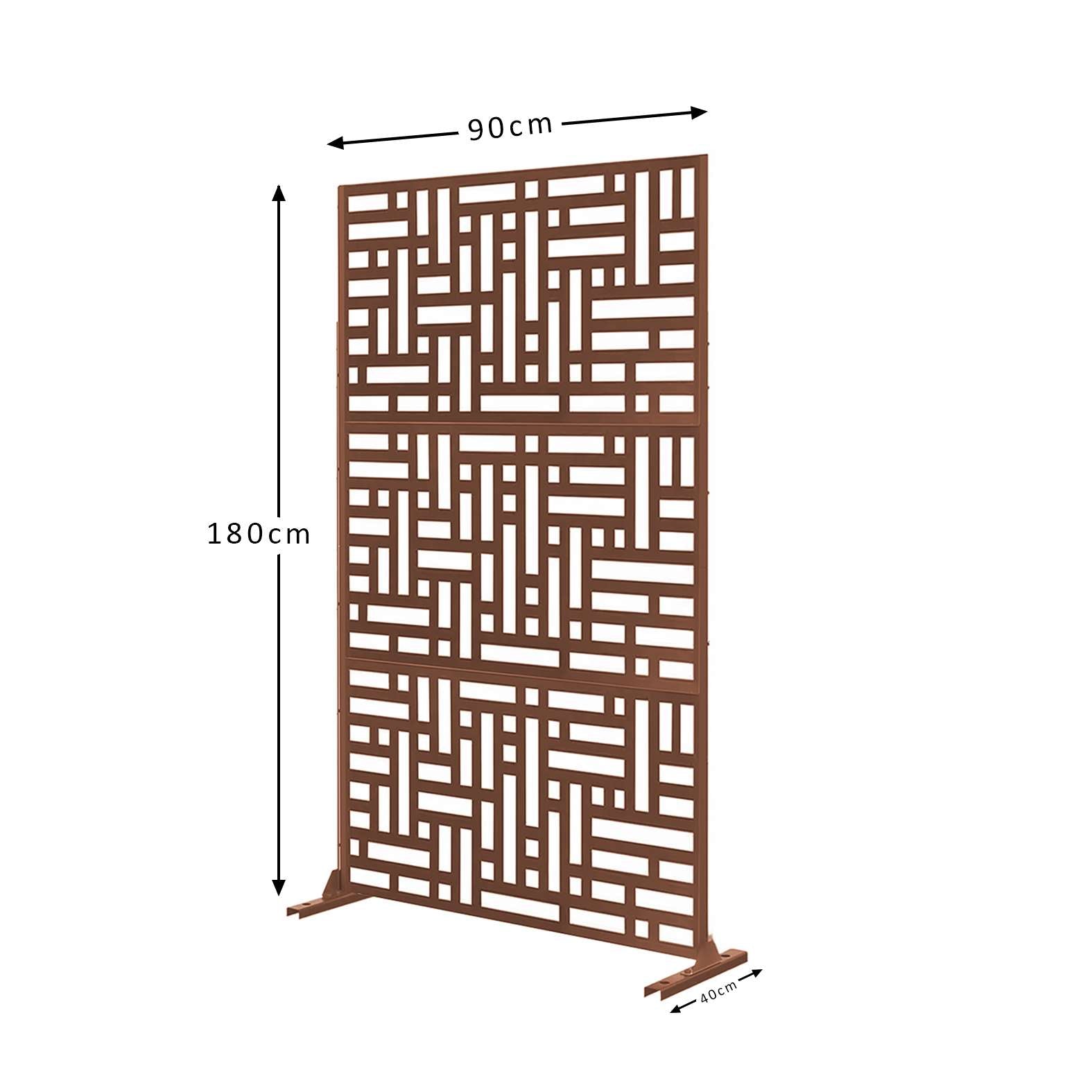 Metal Outdoor Privacy Screen 90cm X 180cm - Maze | 180cm x 90cm | Rust
