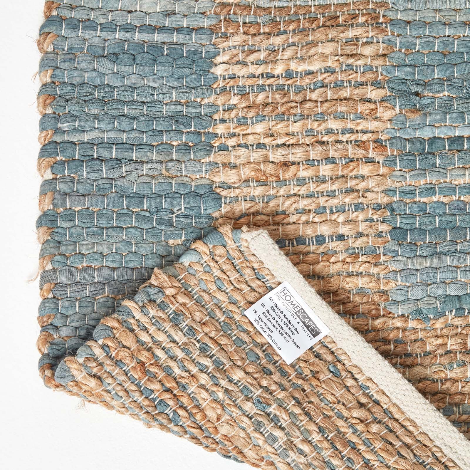 Veranda Grey And Nude Hemp Chindi Rug | 150cm x 220cm | Grey
