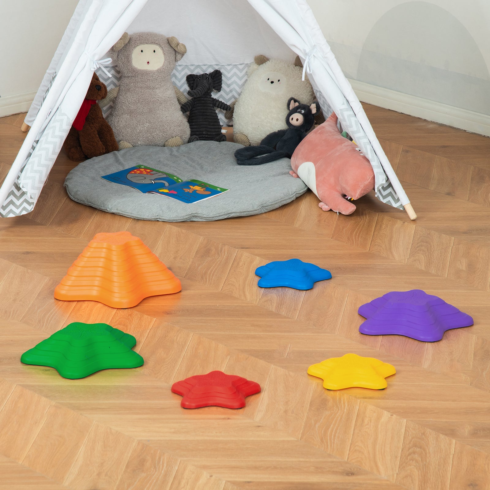 6-piece Balance Stepping Stones Stackable Non-slip Obstacle Course