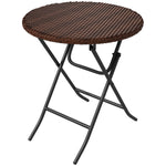 Foldable Rattan Coffee Table, Metal Frame, Mixed Brown